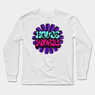 HOUSE MUSIC  - Y2K Flower (dark purple/blue) Long Sleeve T-Shirt